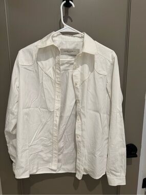 Golden Goose White Button Down Shirt with Label Detail